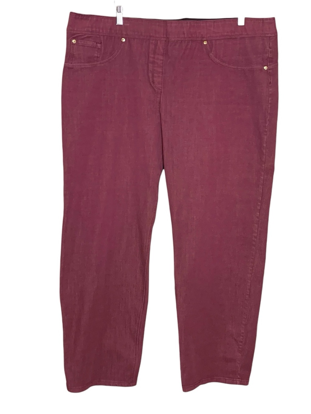 Luxe Denim Marron Straight Leg High Rise Pants 3X Stretch Pullon Wide Waist Band